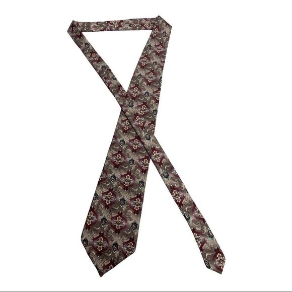 STAFFORD Tie, 100% Imported Silk, Gray, Green, Burgundy, Blue - Picture 1 of 11